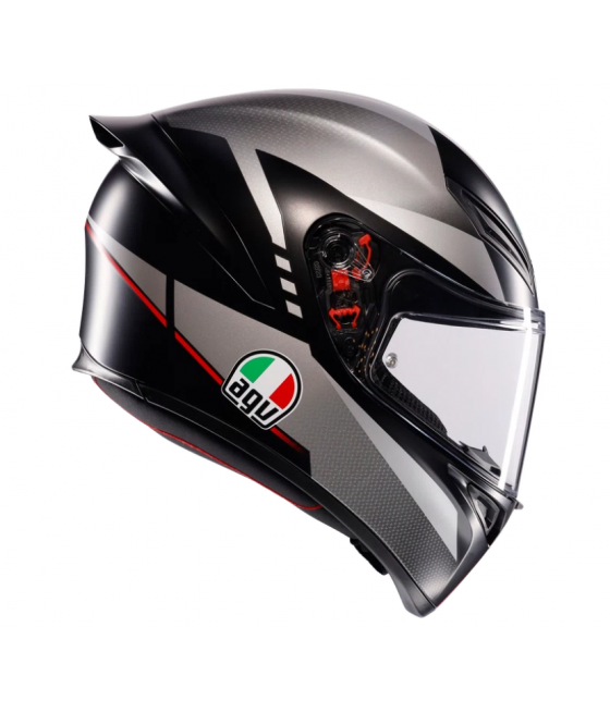 AGV K1 S LAP HELMET MATT BLACK/GREY/RED - FULL FULL MOTORCYCLE HELMET E2206