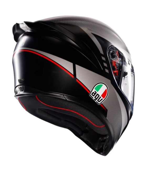 AGV K1 S LAP HELMET MATT BLACK/GREY/RED - FULL FULL MOTORCYCLE HELMET E2206