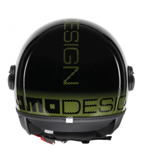 Casco de moto jet MOMO DESING FGTR CLASSIC Mono E2206 RAYAS NEGRO / AMARILLO FLUOR