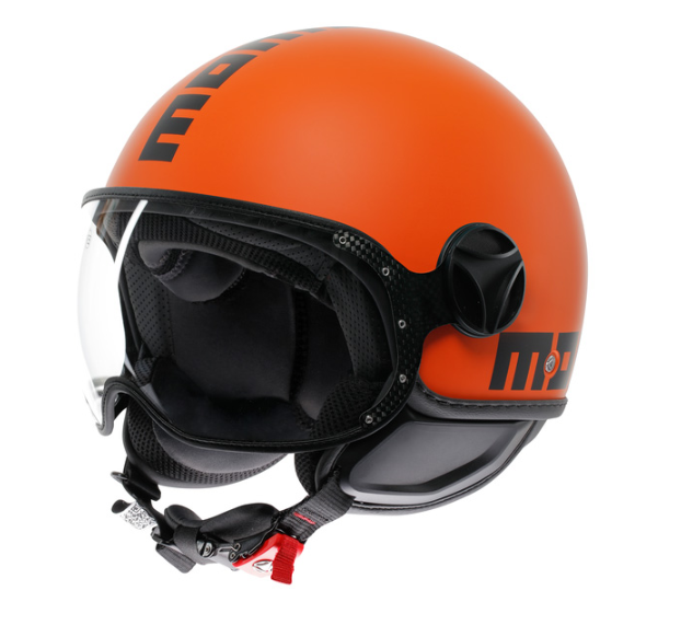 Casco de moto jet MOMO DESING FGTR CLASSIC Mono E2206 NARANJA MATE / NEGRO