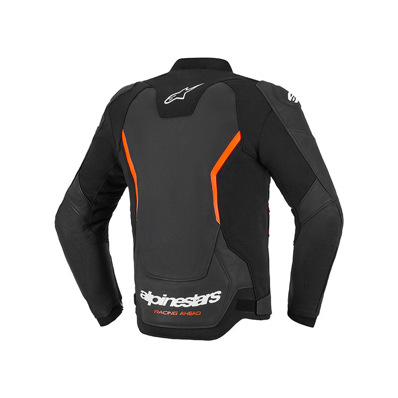 Giacca Moto Pelle Alpinestars GP Force V2 Nero Rosso Fluo
