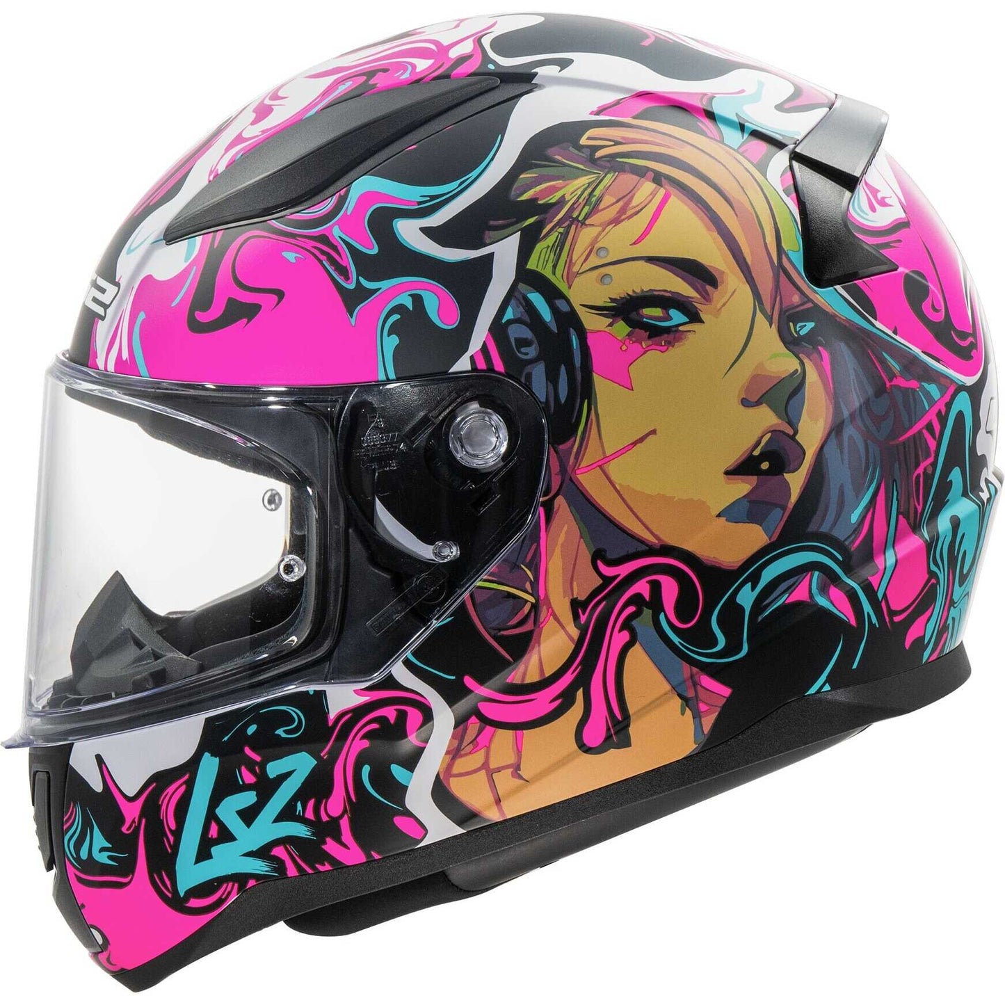 LS2 FF353 RAPID 2 CYBERG Full Face Motorcycle Helmet Purple Cyan