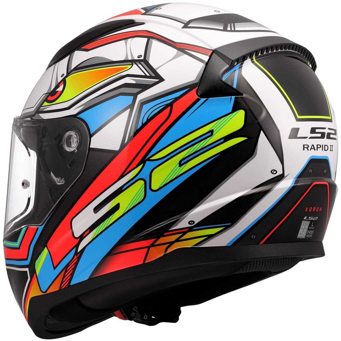 Casco integral de motocicleta LS2 FF353 RAPID 2 XDRON, blanco, naranja neón