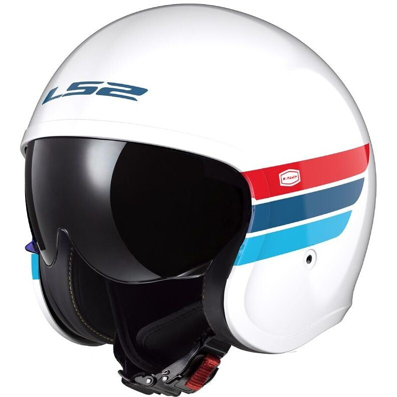 Casco Moto Jet Custom Ls2 OF599 SPITFIRE 2 RETRO' Bianco Blu Rosso