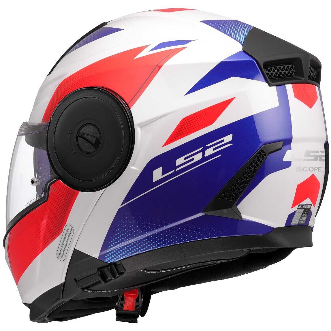 Modular Motorcycle Helmet P/J LS2 FF902 SCOPE II DURIA White Blue Red