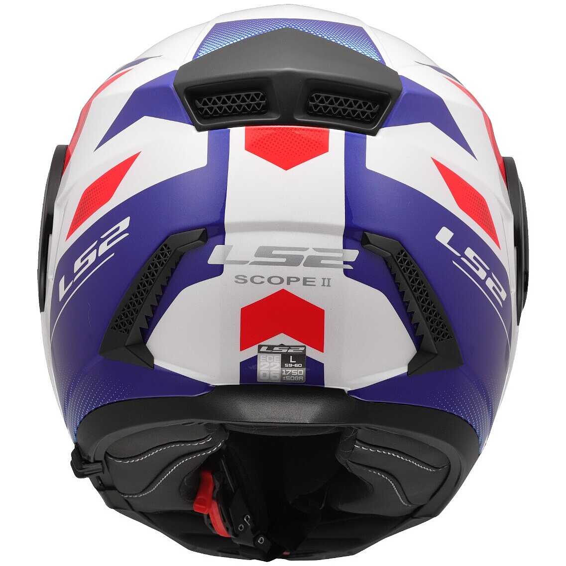Modular Motorcycle Helmet P/J LS2 FF902 SCOPE II DURIA White Blue Red
