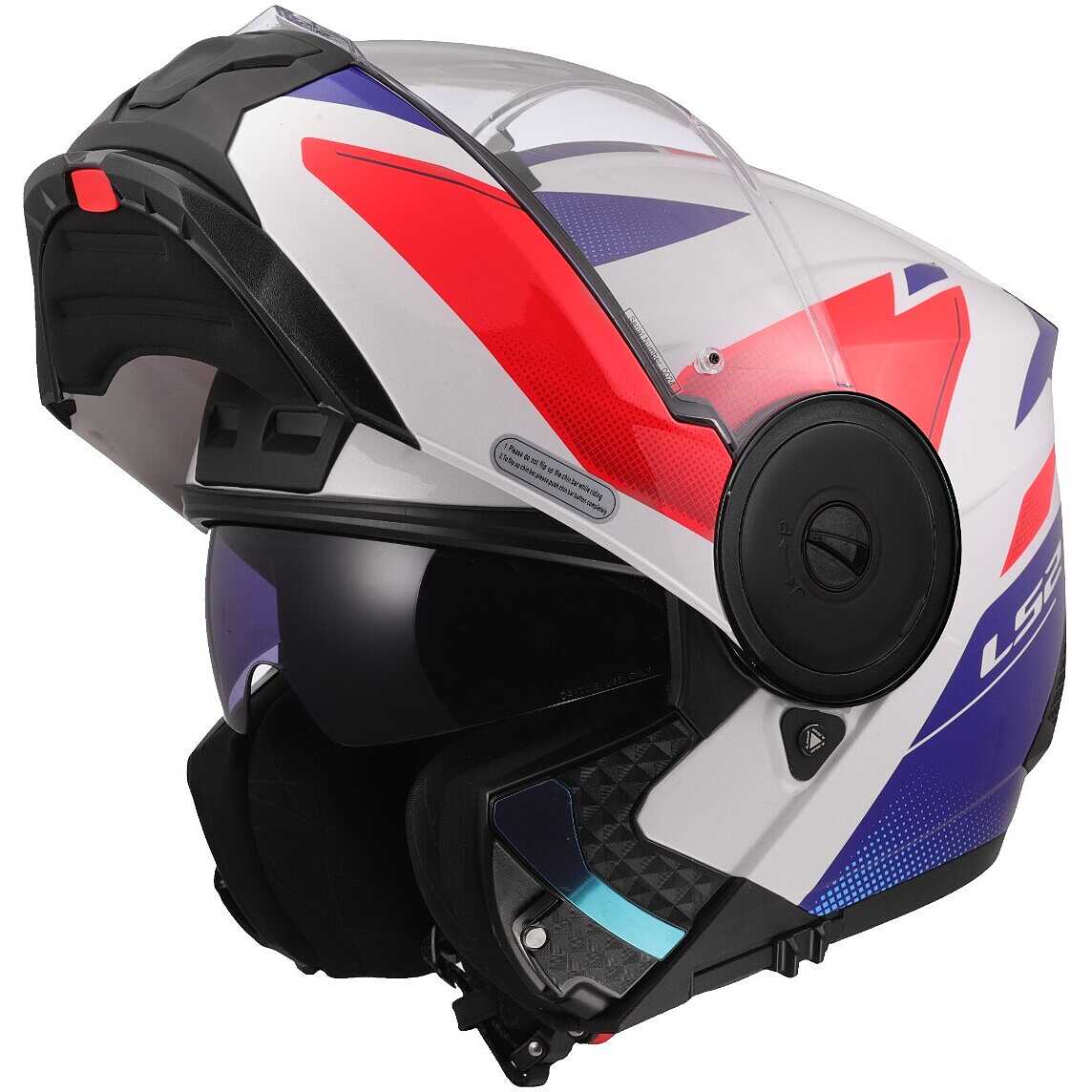 Modular Motorcycle Helmet P/J LS2 FF902 SCOPE II DURIA White Blue Red