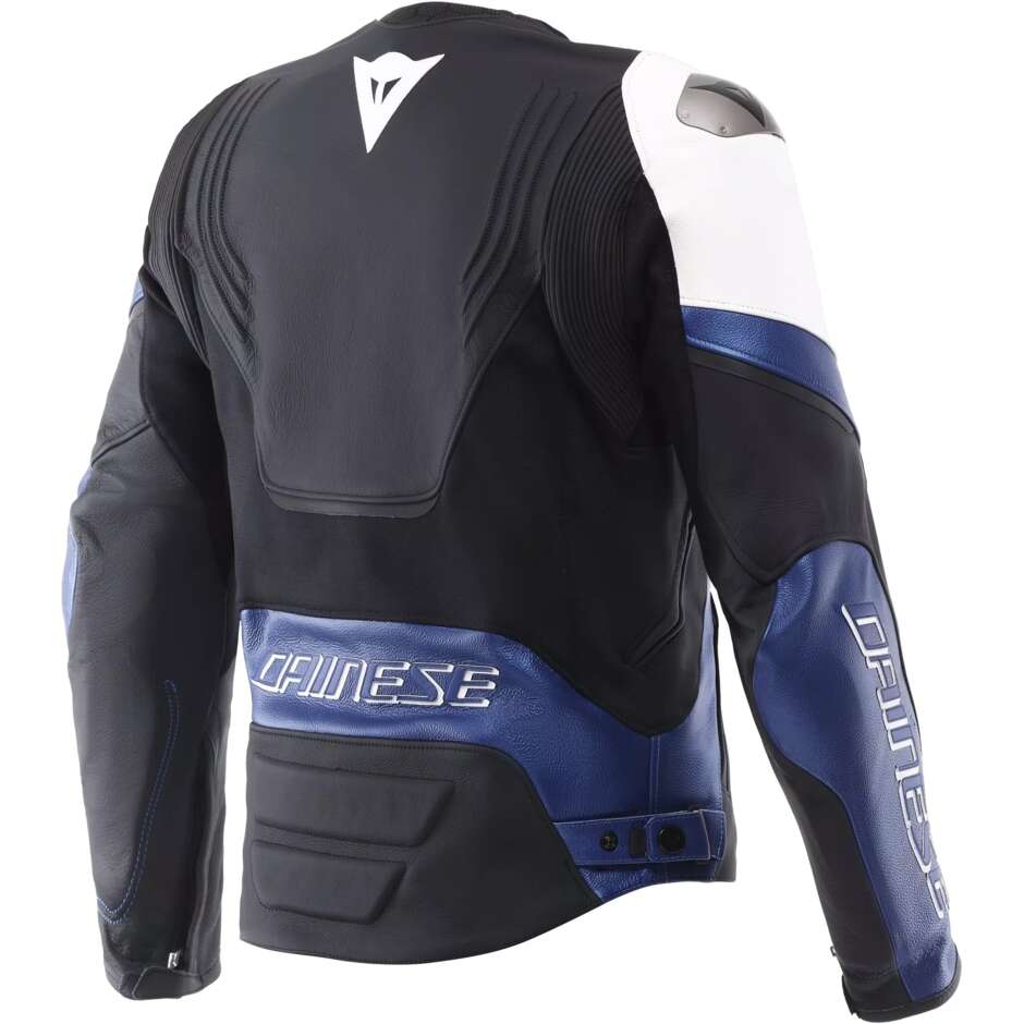 Giubbotto Moto Pelle Dainese RACING 5 Bianco Blu Nero