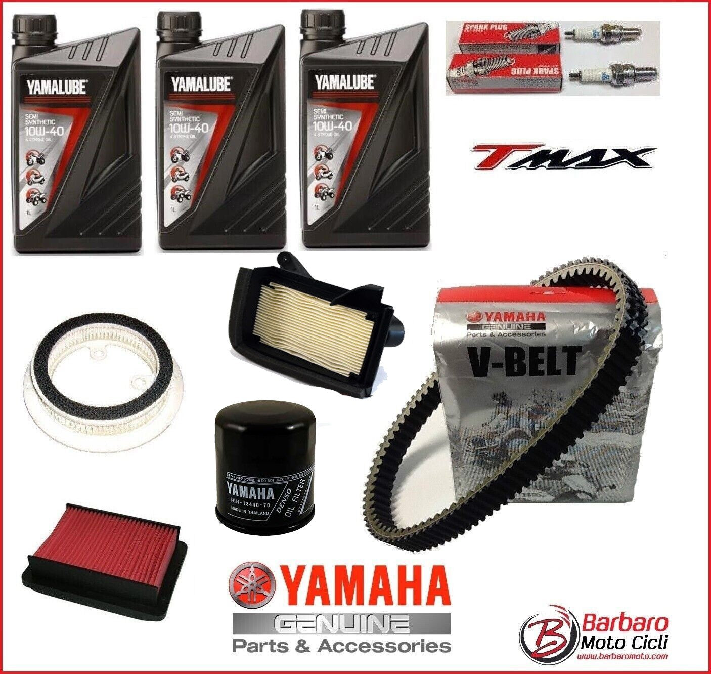 KIT TAGLIANDO ORIGINALE YAMALUBE + FILTRO ARIA +CINGHIA+ 2 CANDELE TMAX 560 2021