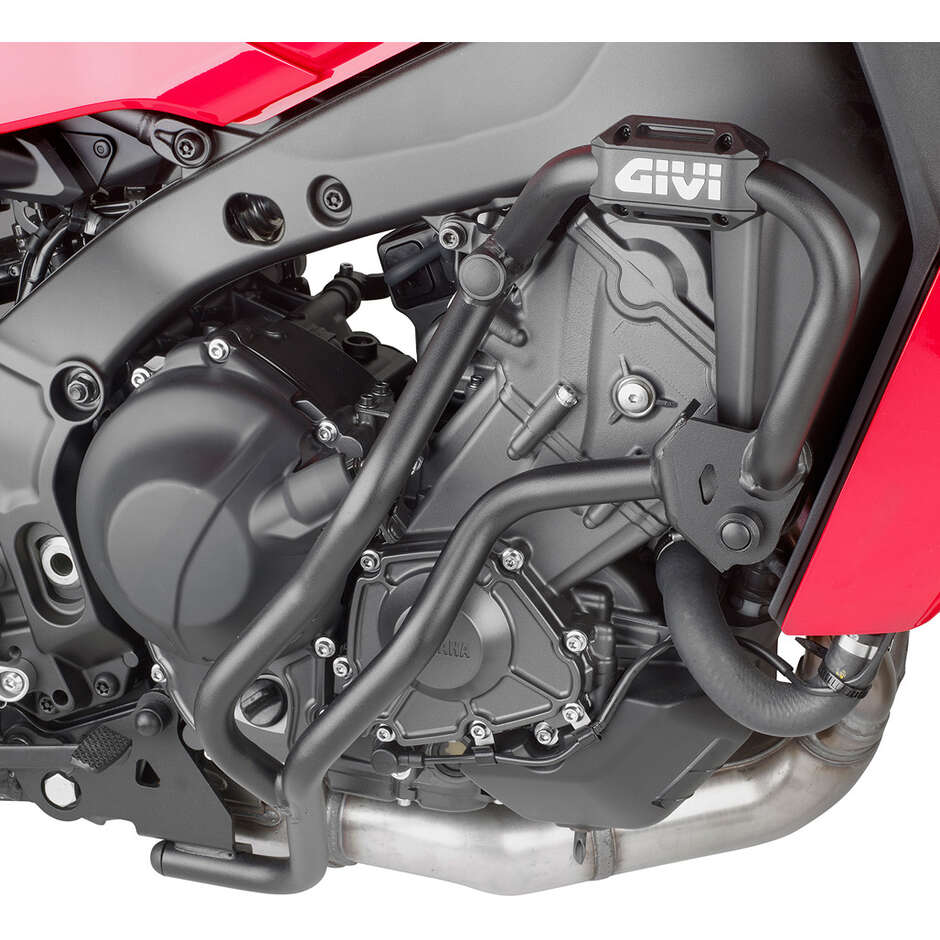 Black tubular engine guard with integrated Givi TN2159B Slider For YAMAHA Tracer 9 / Tracer 9 GT / Tracer 9 GT+ (21 > 24)