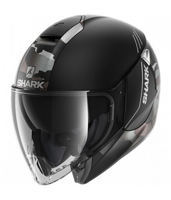 Casco Jet Shark CityCruiser Genom Mat Negro Plata Antracita 