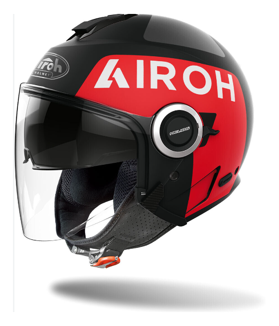 CASCO JET AIROH HELIOS UP NEGRO MATE ROJO