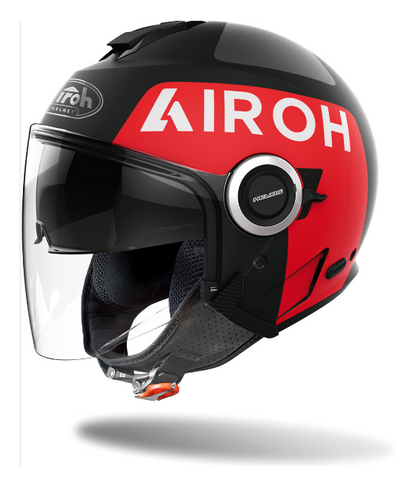 CASCO JET AIROH HELIOS UP NERO OPACO ROSSO