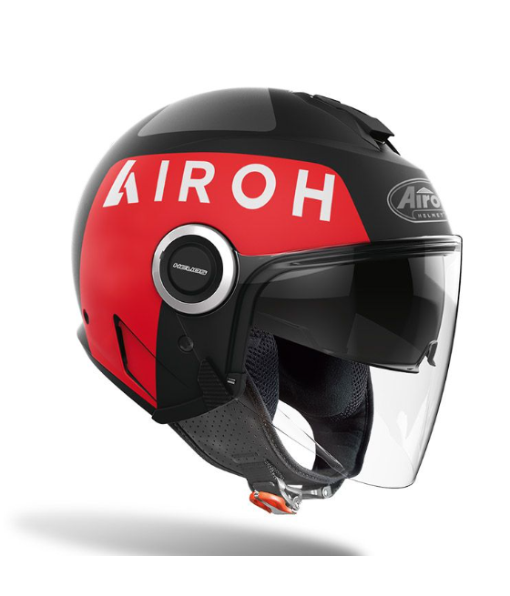 CASCO JET AIROH HELIOS UP NEGRO MATE ROJO