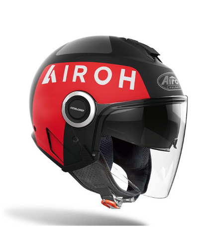 CASCO JET AIROH HELIOS UP NEGRO MATE ROJO