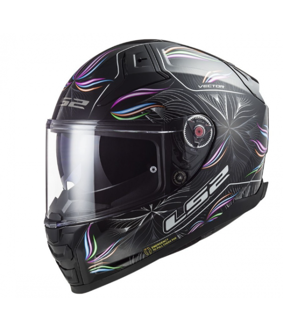 Full Face Motorcycle Helmet Ls2 VECTOR II Tropical Black White