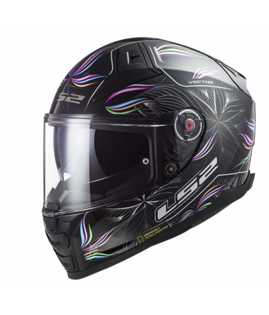 Full Face Motorcycle Helmet Ls2 VECTOR II Tropical Black White