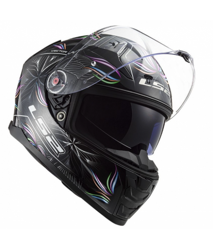 Full Face Motorcycle Helmet Ls2 VECTOR II Tropical Black White