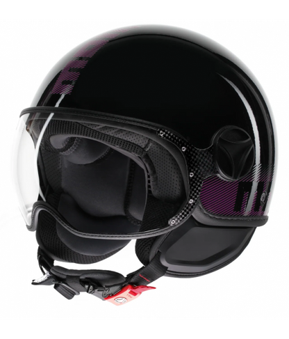 Casco MOMO DESING moto jet FGTR CLASSIC Mono E2206 STRIPES BLACK / FUCSIA