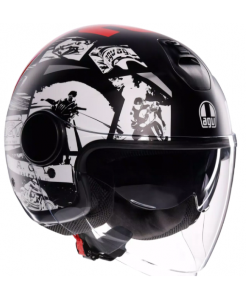 ETERES HISTORY NEGRO MATE/BLANCO/ROJO - CASCO AGV MOTO JET E2206