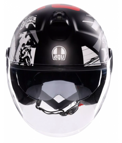 ETERES HISTORY MATT BLACK/WHITE/RED - AGV MOTO JET HELMET E2206