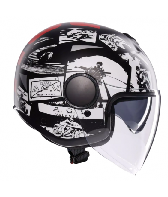 ETERES HISTORY MATT BLACK/WHITE/RED - AGV MOTO JET HELMET E2206