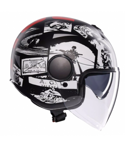 ETERES HISTORY MATT BLACK/WHITE/RED - AGV MOTO JET HELMET E2206