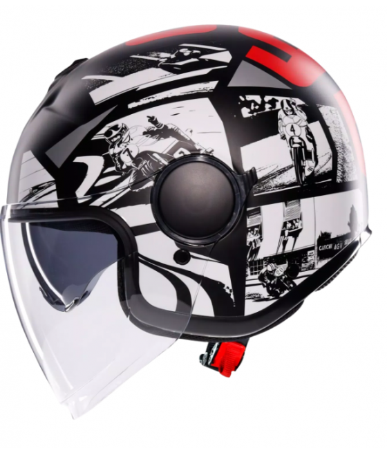 ETERES HISTORY NEGRO MATE/BLANCO/ROJO - CASCO AGV MOTO JET E2206