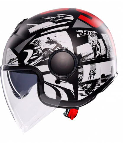 ETERES HISTORY MATT BLACK/WHITE/RED - CASCO AGV MOTO JET E2206