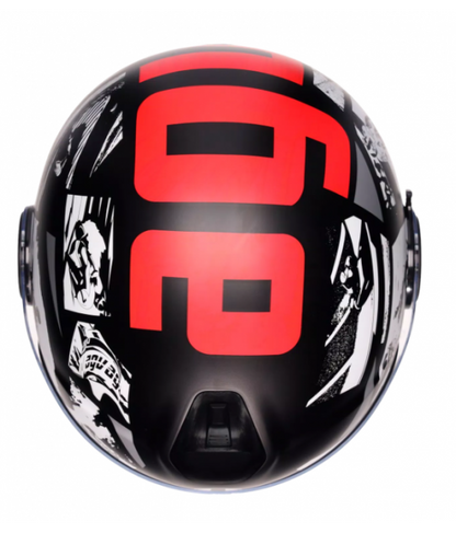 ETERES HISTORY MATT BLACK/WHITE/RED - CASCO AGV MOTO JET E2206