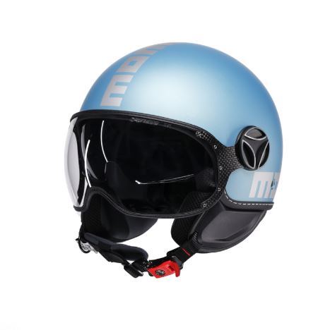 Casco Jet Momo Design Fgtr Evo Mono Blu Silver Opaco
