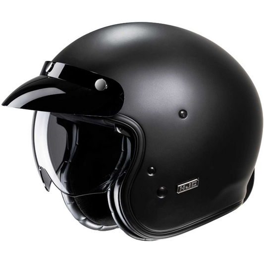 Hjc V31 Semi Matt Black Custom Jet Motorcycle Helmet