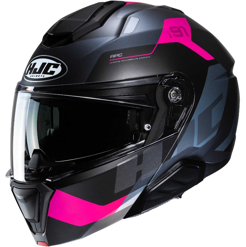 Casco Moto Modulare P/J Hjc i91 CARST MC8SF Nero Opaco Rosa