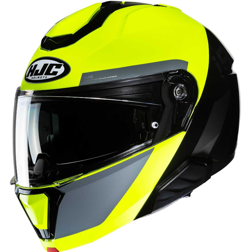 Casco Moto Modulare P/J Hjc i91 BINA MC3H Nero Giallo