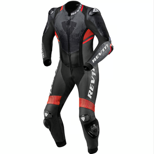 Traje de motociclismo profesional Rev'it QUANTUM 2 ANTRACITA / ROJO NEÓN