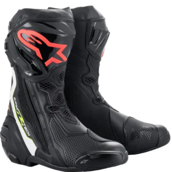 Stivali moto Alpinestars SUPERTECH R Nero Bianco Rosso Fluo Giallo Fluo