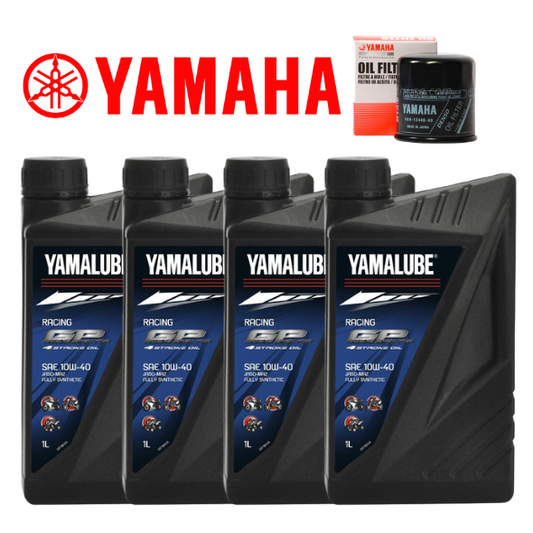 KIT DE SERVICIO 4 ACEITES YAMALUBE RACING RS 4 GP 10W40 + 1 FILTRO ORIGINAL R6 R1 