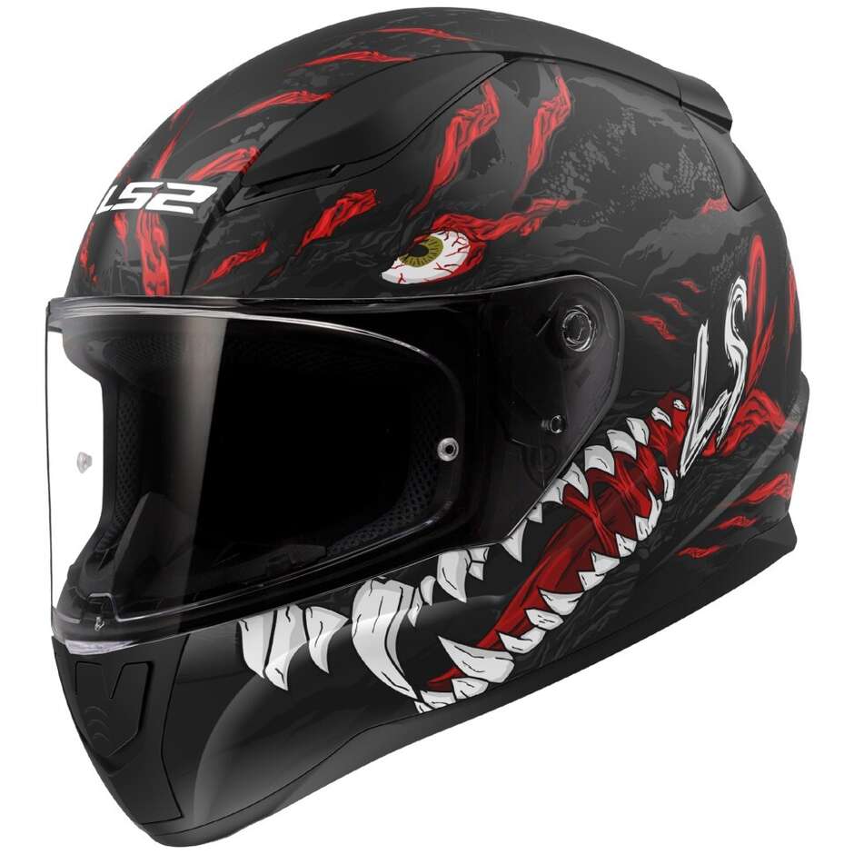 Casco Integrale Moto Ls2 FF353 RAPID 2 Kaiju Nero Opaco Rosso Bianco
