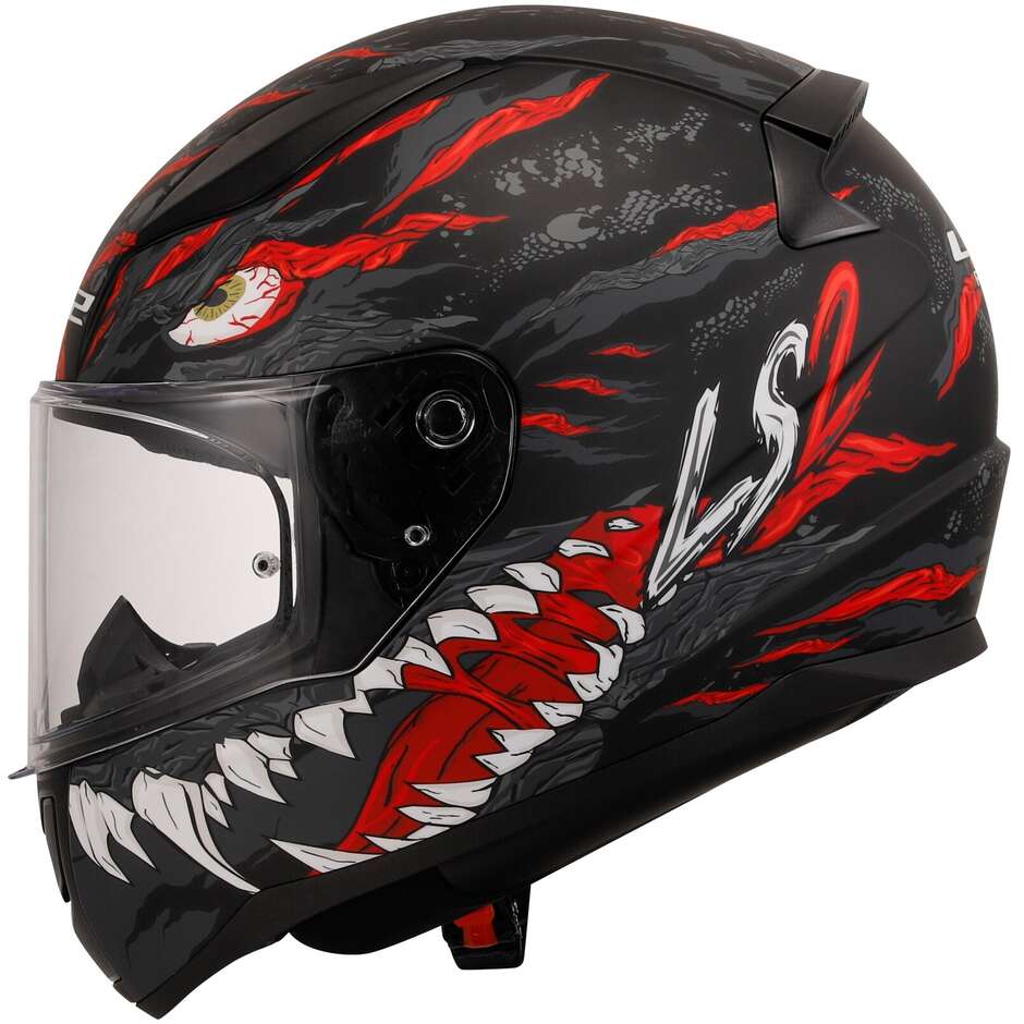 Casco Integrale Moto Ls2 FF353 RAPID 2 Kaiju Nero Opaco Rosso Bianco