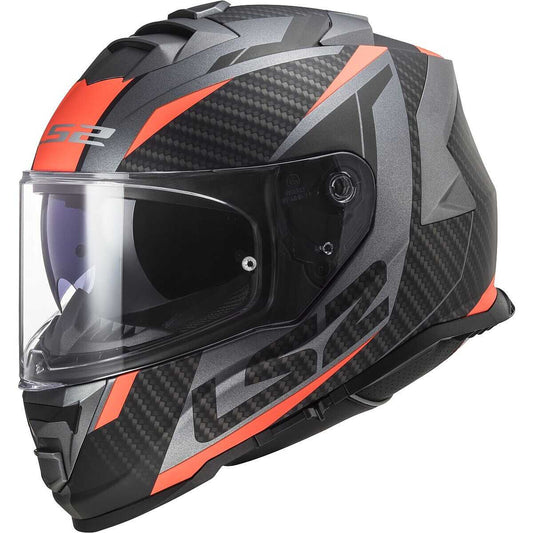 LS2 FF800 STORM RACER Full Face Motorcycle Helmet, Matte Titanium, Orange