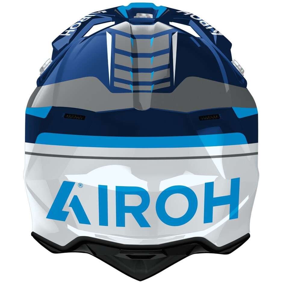 Casco Moto Cross Enduro Airoh WRAAAP CONQUER Blu Lucido
