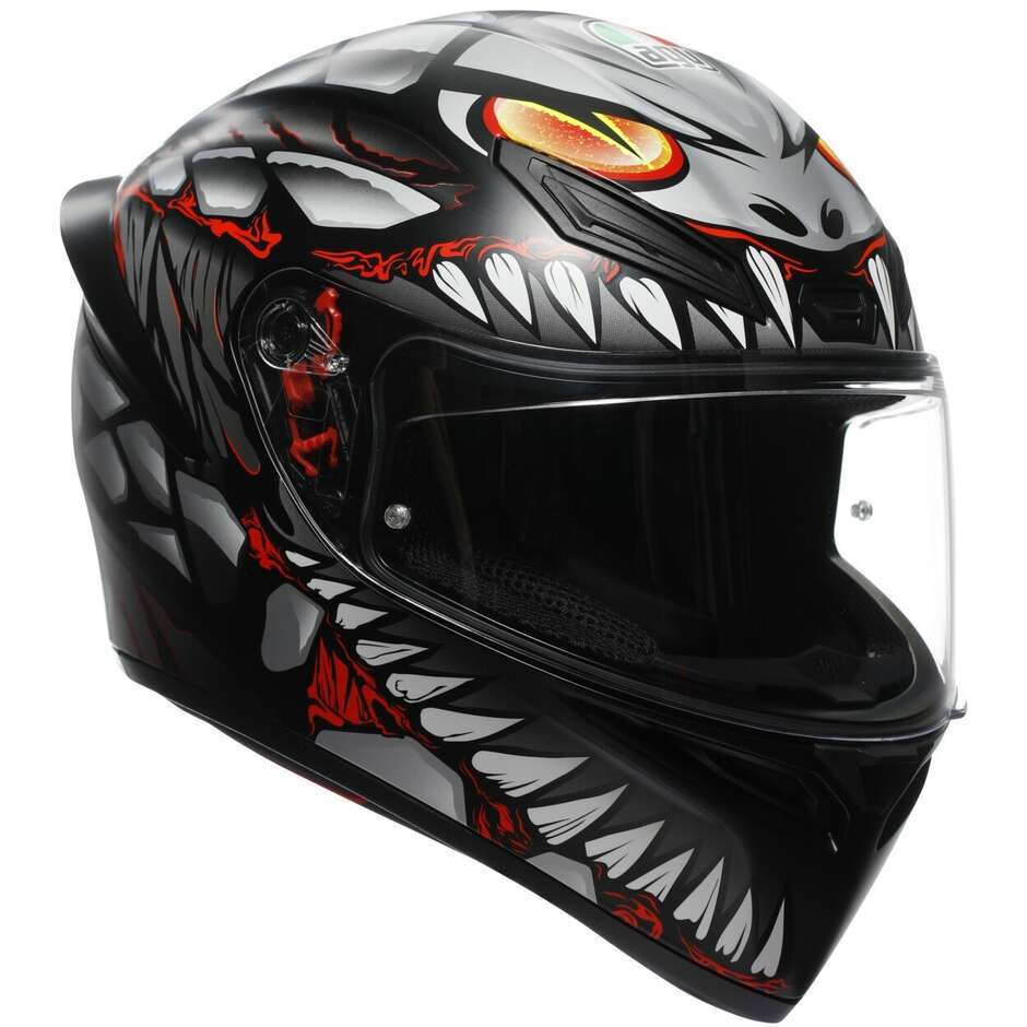 Casco Moto Integrale Agv K1 S LYZARD Opaco Nero Grigio Rosso