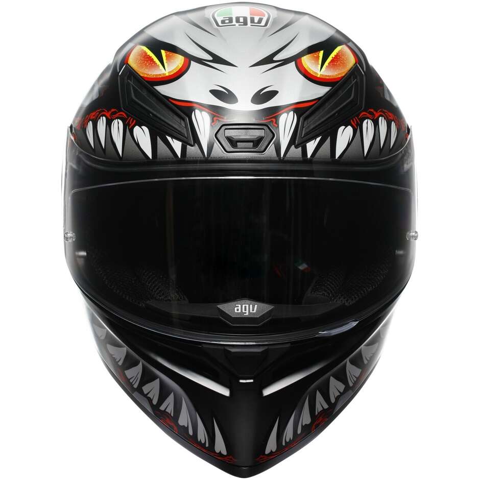 Casco Moto Integrale Agv K1 S LYZARD Opaco Nero Grigio Rosso