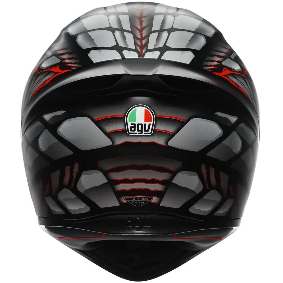 Casco Moto Integrale Agv K1 S LYZARD Opaco Nero Grigio Rosso