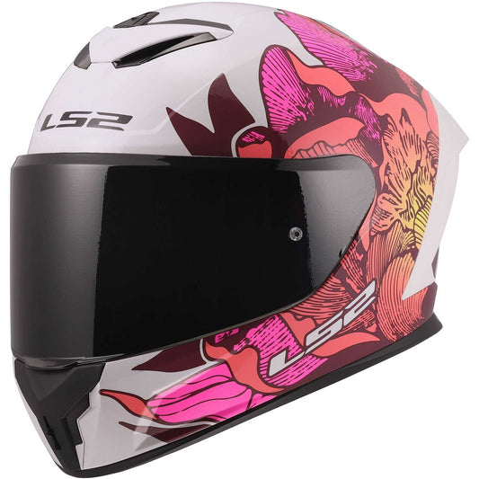 Casco Moto Integrale LS2 FF820 RAPID III POPPIES II Bianco Rosa