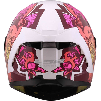 Casco integral de moto LS2 FF820 RAPID III POPPIES II Blanco Rosa