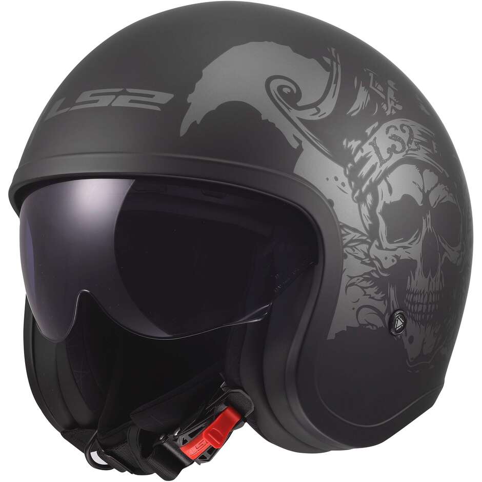 Casco Moto Jet Custom LS2 OF599 SPITFIRE II WILLY Nero Grigio