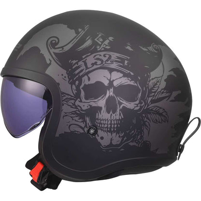 Casco Moto Jet Custom LS2 OF599 SPITFIRE II WILLY Nero Grigio