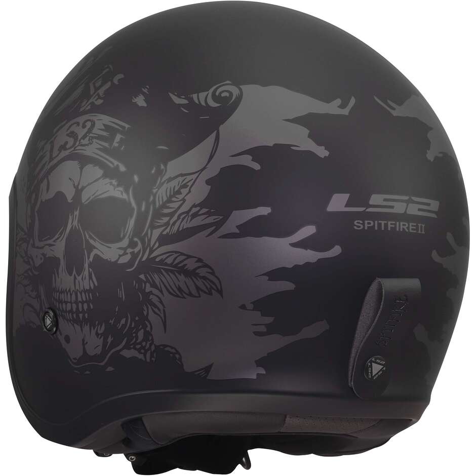 Casco Moto Jet Custom LS2 OF599 SPITFIRE II WILLY Nero Grigio
