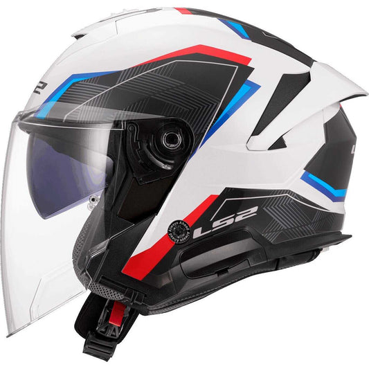 LS2 OF618 VERSO II AIR Jet Motorcycle Helmet White Blue Red